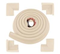 LEZQHB Baby Safety Edge Corner Guards Protector Set, 2M Edge Protector & 4 Corner Guards for Baby, Foam Cushion Protector Set Baby Proof Bumpers for Furniture Against Sharp Corners, White