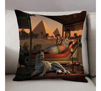 LEZUAHSH Cushion Cover,Pillow Cover Throw Pillow Case Decor Home Livingroom Couch Sofa,3d computer graphics of an ancient Egyptian lady and a tame cheetah,20 x 20 in