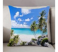 LEZUAHSH Cushion Cover,Pillow Cover Throw Pillow Case Decor Home Livingroom Couch Sofa,Beautiful Sunset Over The sea Palms on The White Beach on a Caribbean Island of Barbados (,20 x 20 in