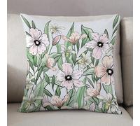 LEZUAHSH Cushion Cover,Pillow Cover Throw Pillow Case Decor Home Livingroom Couch Sofa,Beautifull flower and green leaf pattern illustration vector doodle comic art.,20 x 20 in