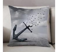 LEZUAHSH Cushion Cover,Pillow Cover Throw Pillow Case Decor Home Livingroom Couch Sofa,Birds, anchor turns into a group of flying birds seagulls for freedom,20 x 20 in