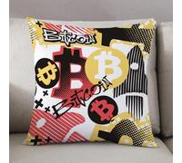 LEZUAHSH Cushion Cover,Pillow Cover Throw Pillow Case Decor Home Livingroom Couch Sofa,Bitcoin doodle style seamless funky pattern digital currency symbol. Hype trendy cartoon h,20 x 20 in