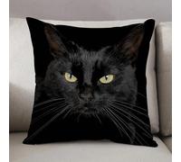LEZUAHSH Cushion Cover,Pillow Cover Throw Pillow Case Decor Home Livingroom Couch Sofa,Black cat,12 x 12 in