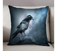 LEZUAHSH Cushion Cover,Pillow Cover Throw Pillow Case Decor Home Livingroom Couch Sofa,Black raven in moonlight perched on tree. Scary creepy gothic setting. Cloudy night. Hallo,20 x 20 in