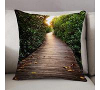 LEZUAHSH Cushion Cover,Pillow Cover Throw Pillow Case Decor Home Livingroom Couch Sofa,Boardwalk in Mangrove Forest Sunlight Tunnel Sunset Autumn Golden Leaves,20 x 20 in