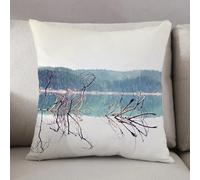 LEZUAHSH Cushion Cover,Pillow Cover Throw Pillow Case Decor Home Livingroom Couch Sofa,Branch of fallen tree sticking out from blue water of mountain lake mountains in backgroun,20 x 20 in