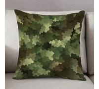 LEZUAHSH Cushion Cover,Pillow Cover Throw Pillow Case Decor Home Livingroom Couch Sofa,Camouflage, hexagonal abstract with frosted glass effect as invisible forest army, green l,20 x 20 in