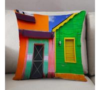 LEZUAHSH Cushion Cover,Pillow Cover Throw Pillow Case Decor Home Livingroom Couch Sofa,Caribbean Houses in Vivid Colors in Isla Mujeres Mexico Latin America Photo,20 x 20 in