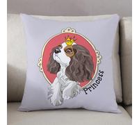 LEZUAHSH Cushion Cover,Pillow Cover Throw Pillow Case Decor Home Livingroom Couch Sofa,Cavalier King Charles Spaniel Puppy with a princess crown in a pink e. Vector illustration,20 x 20 in