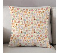 LEZUAHSH Cushion Cover,Pillow Cover Throw Pillow Case Decor Home Livingroom Couch Sofa,Children's retro ornate flowers in drawing style Little Hearts Cute Singing Birds Lovel,20 x 20 in
