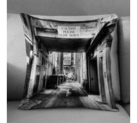 LEZUAHSH Cushion Cover,Pillow Cover Throw Pillow Case Decor Home Livingroom Couch Sofa,City,Caution Please Slow Down Sign on Passage Town Old Fashion,20 x 20 in