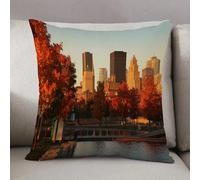 LEZUAHSH Cushion Cover,Pillow Cover Throw Pillow Case Decor Home Livingroom Couch Sofa,City, Old Port of Montreal Early in the morning,20 x 20 in