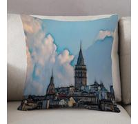LEZUAHSH Cushion Cover,Pillow Cover Throw Pillow Case Decor Home Livingroom Couch Sofa,City Tower Old Sky City Istanbul Fractalius Architecture Cityscape Famous History Istanbul,20 x 20 in