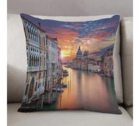 LEZUAHSH Cushion Cover,Pillow Cover Throw Pillow Case Decor Home Livingroom Couch Sofa,Cityscape, image of the Grand Canal in Venice Horizon European City Intern,16 x 16 in