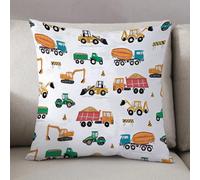 LEZUAHSH Cushion Cover,Pillow Cover Throw Pillow Case Decor Home Livingroom Couch Sofa,Construction machines building hand drawn doodle cartoon seamless pattern,20 x 20 in
