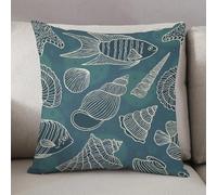 LEZUAHSH Cushion Cover,Pillow Cover Throw Pillow Case Decor Home Livingroom Couch Sofa,Contour drawing of seashells on a dark blue background. Seashells seamless pattern for wal,20 x 20 in