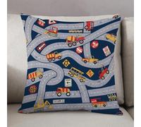 LEZUAHSH Cushion Cover,Pillow Cover Throw Pillow Case Decor Home Livingroom Couch Sofa,Cute car and truck road traffic map abstract vector seamless pattern print for children we,20 x 20 in