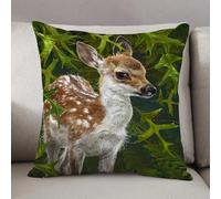 LEZUAHSH Cushion Cover,Pillow Cover Throw Pillow Case Decor Home Livingroom Couch Sofa,Cute deer lies in the grass. Watercolor drawing,20 x 20 in