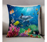 LEZUAHSH Cushion Cover,Pillow Cover Throw Pillow Case Decor Home Livingroom Couch Sofa,Dolphin Coral Colorful Fish Under the Sea,20 x 20 in