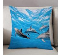 LEZUAHSH Cushion Cover,Pillow Cover Throw Pillow Case Decor Home Livingroom Couch Sofa,Dolphins in the sea,20 x 20 in
