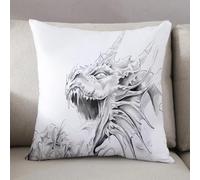 LEZUAHSH Cushion Cover,Pillow Cover Throw Pillow Case Decor Home Livingroom Couch Sofa,Dragon outline for coloring book. Angry fantasy creature. Vector illustration isolated on,20 x 20 in