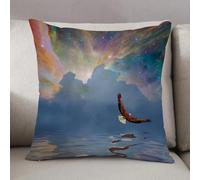 LEZUAHSH Cushion Cover,Pillow Cover Throw Pillow Case Decor Home Livingroom Couch Sofa,Eagles soaring over the sea under colorful skies,20 x 20 in