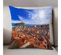 LEZUAHSH Cushion Cover,Pillow Cover Throw Pillow Case Decor Home Livingroom Couch Sofa,European Cityscape Sunset of Dubrovnik City with the Island Mediterranean Culture,20 x 20 in