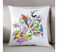 LEZUAHSH Cushion Cover,Pillow Cover Throw Pillow Case Decor Home Livingroom Couch Sofa,Exotic parrots and beautiful flowers on white background vector illustration,20 x 20 in