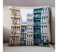 LEZUAHSH Cushion Cover,Pillow Cover Throw Pillow Case Decor Home Livingroom Couch Sofa,Exterior view of a block of colorful old historic buildings along Greene Street in the SoH,20 x 20 in