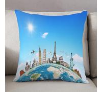 LEZUAHSH Cushion Cover,Pillow Cover Throw Pillow Case Decor Home Livingroom Couch Sofa,famous Monuments of Pisa Taj Mahal Pyramids of Giza Theme of Monuments Histo,20 x 20 in