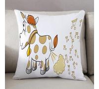 LEZUAHSH Cushion Cover,Pillow Cover Throw Pillow Case Decor Home Livingroom Couch Sofa,Farting Music Cow Vector Illustration,20 x 20 in