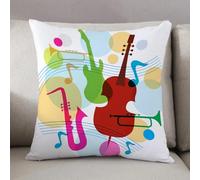 LEZUAHSH Cushion Cover,Pillow Cover Throw Pillow Case Decor Home Livingroom Couch Sofa,Fashion Jazz Music Decor e, Colorful Music Template with Notes Equipment for Soul Classic,20 x 20 in