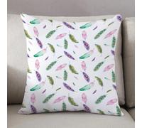 LEZUAHSH Cushion Cover,Pillow Cover Throw Pillow Case Decor Home Livingroom Couch Sofa,Feather Decor, Irregular Watercolors Feather Patterns in Soft Pastel Mint Plumage Design,20 x 20 in