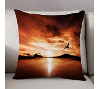 LEZUAHSH Cushion Cover,Pillow Cover Throw Pillow Case Decor Home Livingroom Couch Sofa,Flying Birds A Sea Bird Flies Off into The Amazing Sunset Cloudy Sky Sun Reflection on,20 x 20 in