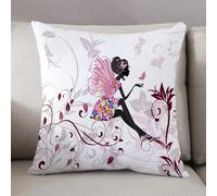 LEZUAHSH Cushion Cover,Pillow Cover Throw Pillow Case Decor Home Livingroom Couch Sofa,Game for Teenage Girls, Flower fairy with,20 x 20 in