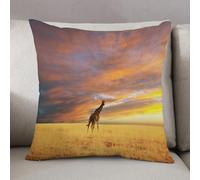 LEZUAHSH Cushion Cover,Pillow Cover Throw Pillow Case Decor Home Livingroom Couch Sofa,Giraffe,Animal in Savannah under Large Clouds at Sunset African Wildlife Themed,20 x 20 in