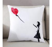 LEZUAHSH Cushion Cover,Pillow Cover Throw Pillow Case Decor Home Livingroom Couch Sofa,girl letting out a red heart shaped ballon,20 x 20 in