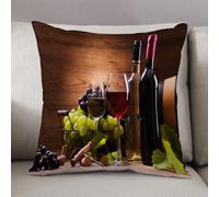 LEZUAHSH Cushion Cover,Pillow Cover Throw Pillow Case Decor Home Livingroom Couch Sofa,Glasses of red and white wine served with grapes on a wooden background,12 x 12 in