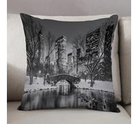 LEZUAHSH Cushion Cover,Pillow Cover Throw Pillow Case Decor Home Livingroom Couch Sofa,Landscape Cityscape New York City in Winter Central Park Snowy Buildings Photo Art,12 x 12 in