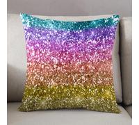 LEZUAHSH Cushion Cover,Pillow Cover Throw Pillow Case Decor Home Livingroom Couch Sofa,Rainbow Glitter Background,18 x 18 in