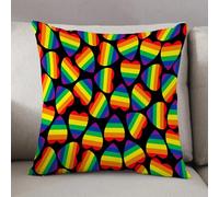 LEZUAHSH Cushion Cover,Pillow Cover Throw Pillow Case Decor Home Livingroom Couch Sofa,rainbow heart seamless pattern,18 x 18 in
