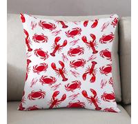 LEZUAHSH Cushion Cover,Pillow Cover Throw Pillow Case Decor Home Livingroom Couch Sofa,Red Crab Lobster Pattern,12 x 12 in