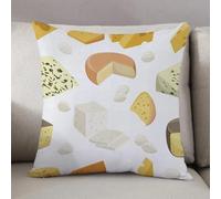 LEZUAHSH Cushion Cover,Pillow Cover Throw Pillow Case Decor Home Livingroom Couch Sofa,Seamless pattern pieces of cheese Popular kind of cheese icons isolated flat style fresh m,16 x 16 in
