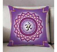 LEZUAHSH Cushion Cover,Pillow Cover Throw Pillow Case Decor Home Livingroom Couch Sofa,seventh chakra Sahasrara logo template. Crown chakra symbol Purple lotus sacral sign medit,12 x 12 in