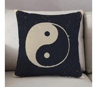 LEZUAHSH Cushion Cover,Pillow Cover Throw Pillow Case Decor Home Livingroom Couch Sofa,View of a Yin and Yang symbol on a gray background.,18 x 18 in