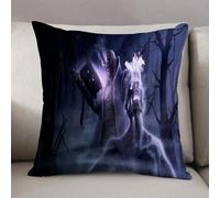 LEZUAHSH Cushion Cover,Pillow Cover Throw Pillow Case Decor Home Livingroom Couch Sofa,warlock with a beard in a robe casts dark magic from an ancient book with terrible spells,20 x 20 in