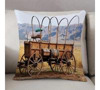 LEZUAHSH Cushion Cover,Pillow Cover Throw Pillow Case Decor Home Livingroom Couch Sofa,Western, Photo of the nostalgic Old West Indian carriage in farm style,18 x 18 in