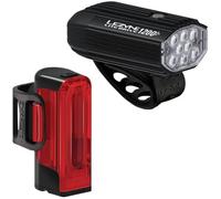 Lezyne Lite Drive 1200+/Strip Drive Pro 400+ Pair Satin Black/Black Front 1200 lm / Rear 400 lm Cycling light