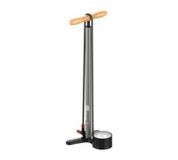 LEZYNE Steel Floor Drive 3.5 High Pressure Bicycle Floor Pump with 3.5" Analog Gauge - Durable 220 PSI Tire Air Pump for Road/Track Bikes - ABS-1 Pro Chuck Fits Presta & Schrader Valve - Flat Gray