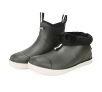 Lezzglt Men's Deck Boots, Saltwater Fishing Booties, Rubber Waterproof Ankle Rain Boots, High-Performance Footwear, Chelsea Boots for Gardening, Fishing, Boating, Camping, Sailing, Dark Green Fluffy